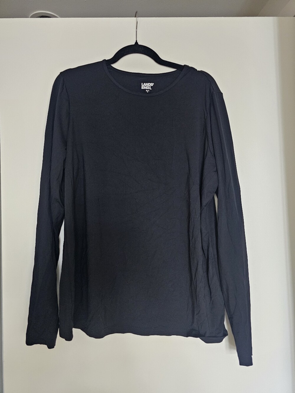 Lands' End Women's Long-Sleeve Crew Neck Shirt - Black